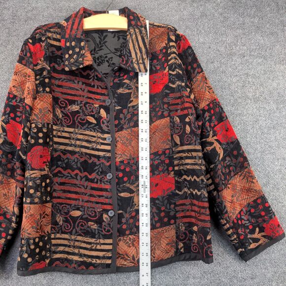 Coldwater Creek Womens Button-Up Patchwork Tapestry Jacket Multi Floral Large - Picture 9 of 11